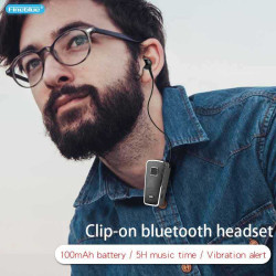 F970 Pro Business Headset | Bluetooth Retractable Earbuds Noise Cancellation Headphones with Collar clip