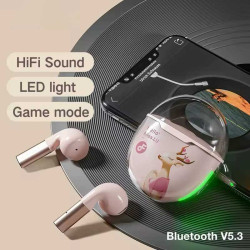 Auriculares TWS Fineblue HELLO'LU | Audífonos verdaderamente inalámbricos con luz LED de colores, resistentes al agua