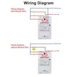 Smart Wifi Touch Switch No Neutral Wire Required Smart Home 1/2/3 Gang Light Switch 100-240V Works with Alexa Hey Google