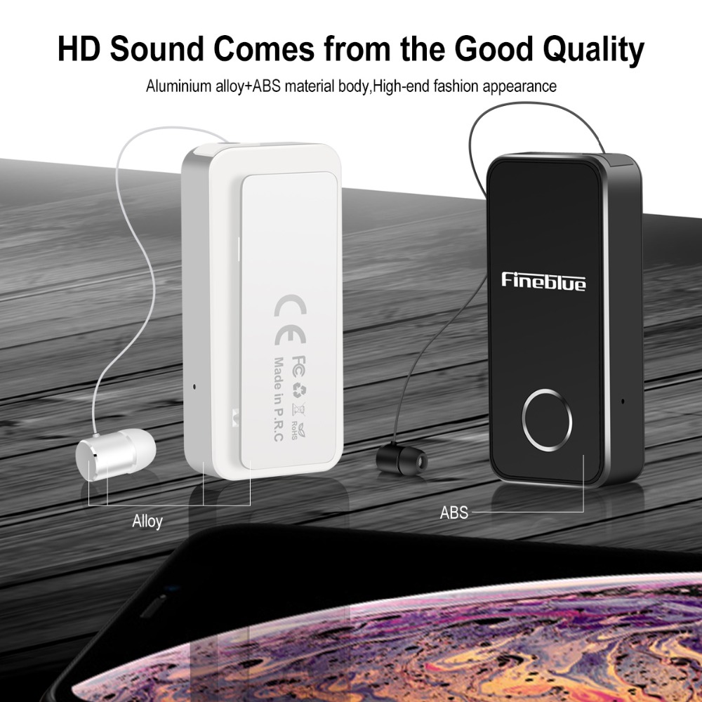 F2 Pro Business Earphones | Collar Clip Headphones with Retractable Earbud Noise Cancelling