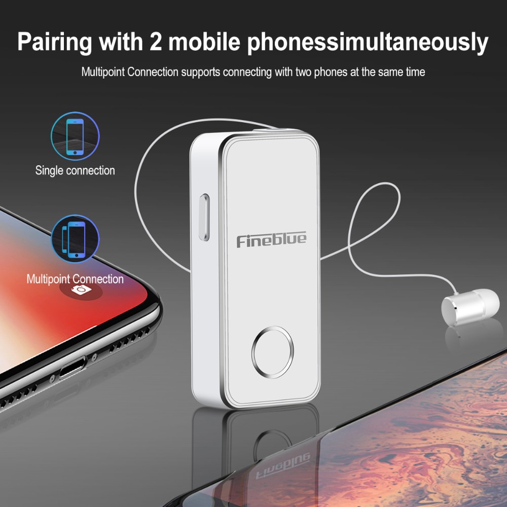 F2 Pro Business Earphones | Collar Clip Headphones with Retractable Earbud Noise Cancelling