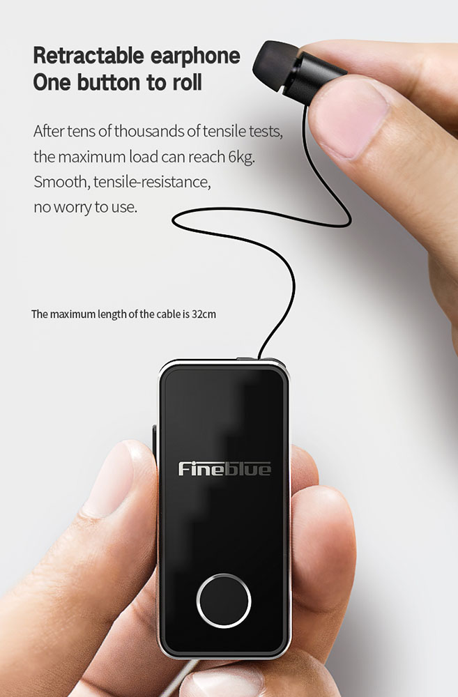 F2 Pro Business Earphones | Collar Clip Headphones with Retractable Earbud Noise Cancelling
