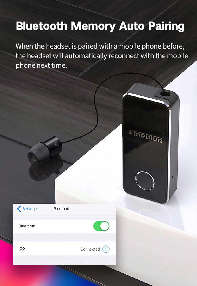 F2 Pro Business Earphones | Collar Clip Headphones with Retractable Earbud Noise Cancelling