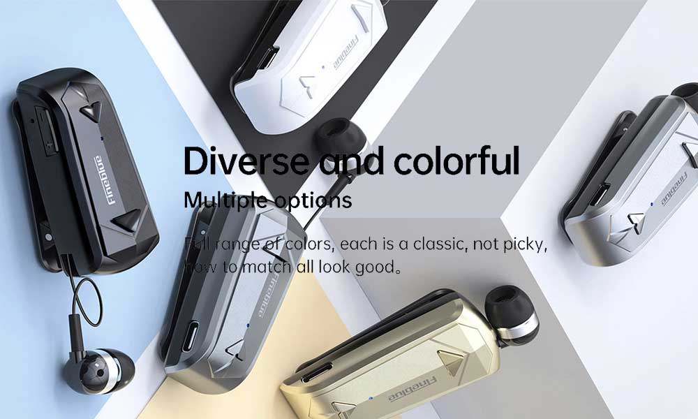 F520 BUSINESS EARPHONES  COLLAR CLIP-ON & RETRACTABLE CORD