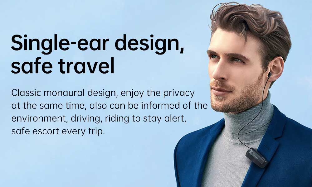 F520 BUSINESS EARPHONES  COLLAR CLIP-ON & RETRACTABLE CORD