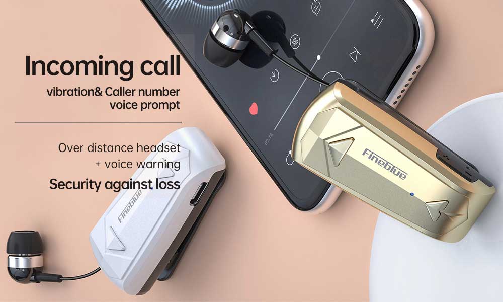 F520 BUSINESS EARPHONES  COLLAR CLIP-ON & RETRACTABLE CORD
