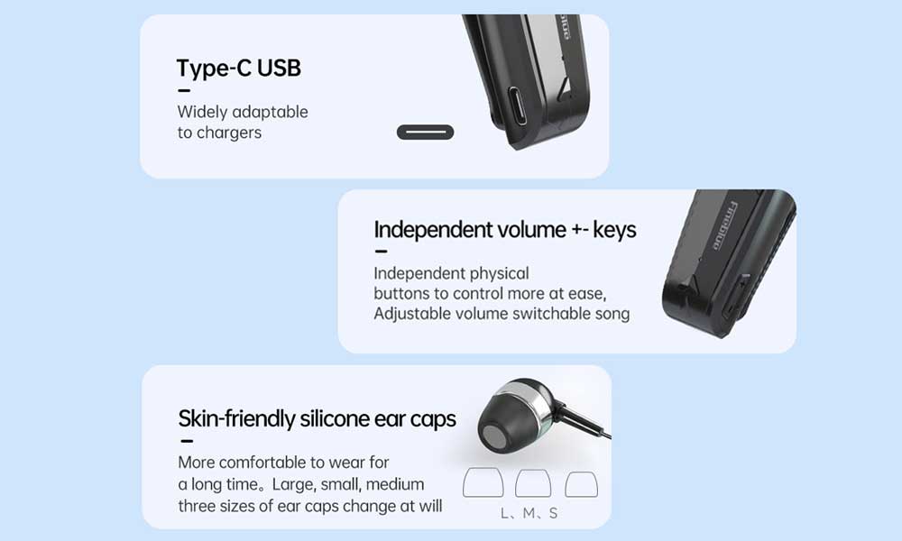 F520 BUSINESS EARPHONES  COLLAR CLIP-ON & RETRACTABLE CORD