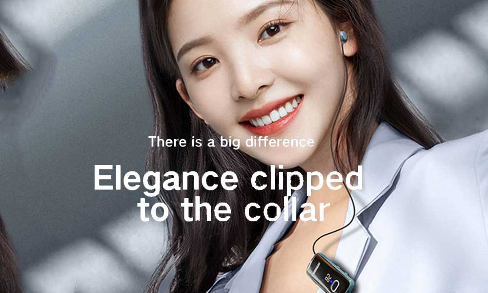 F580 Business Earphones | Collar Clip on Headphone with Power Display